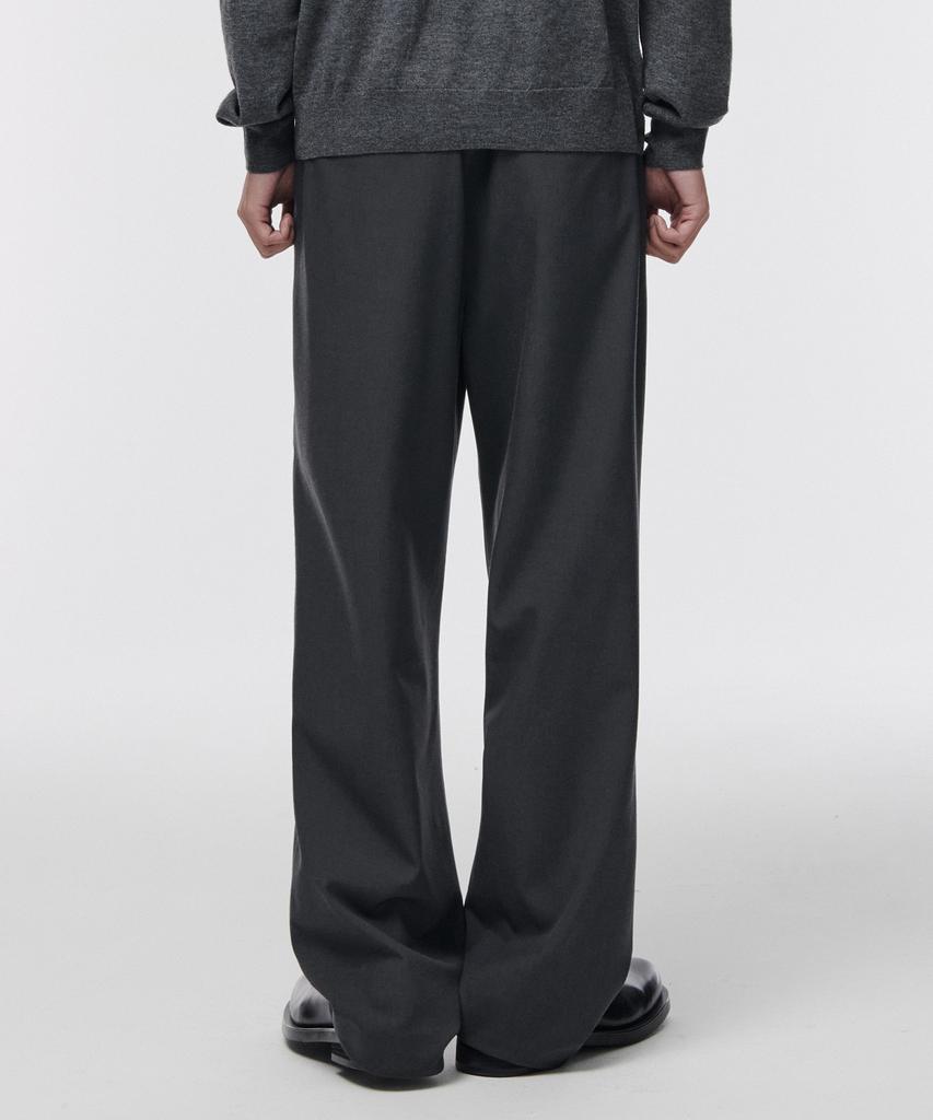 Musinsa Standard One-Pleat Wide Elastic Waist Slacks [Gray]