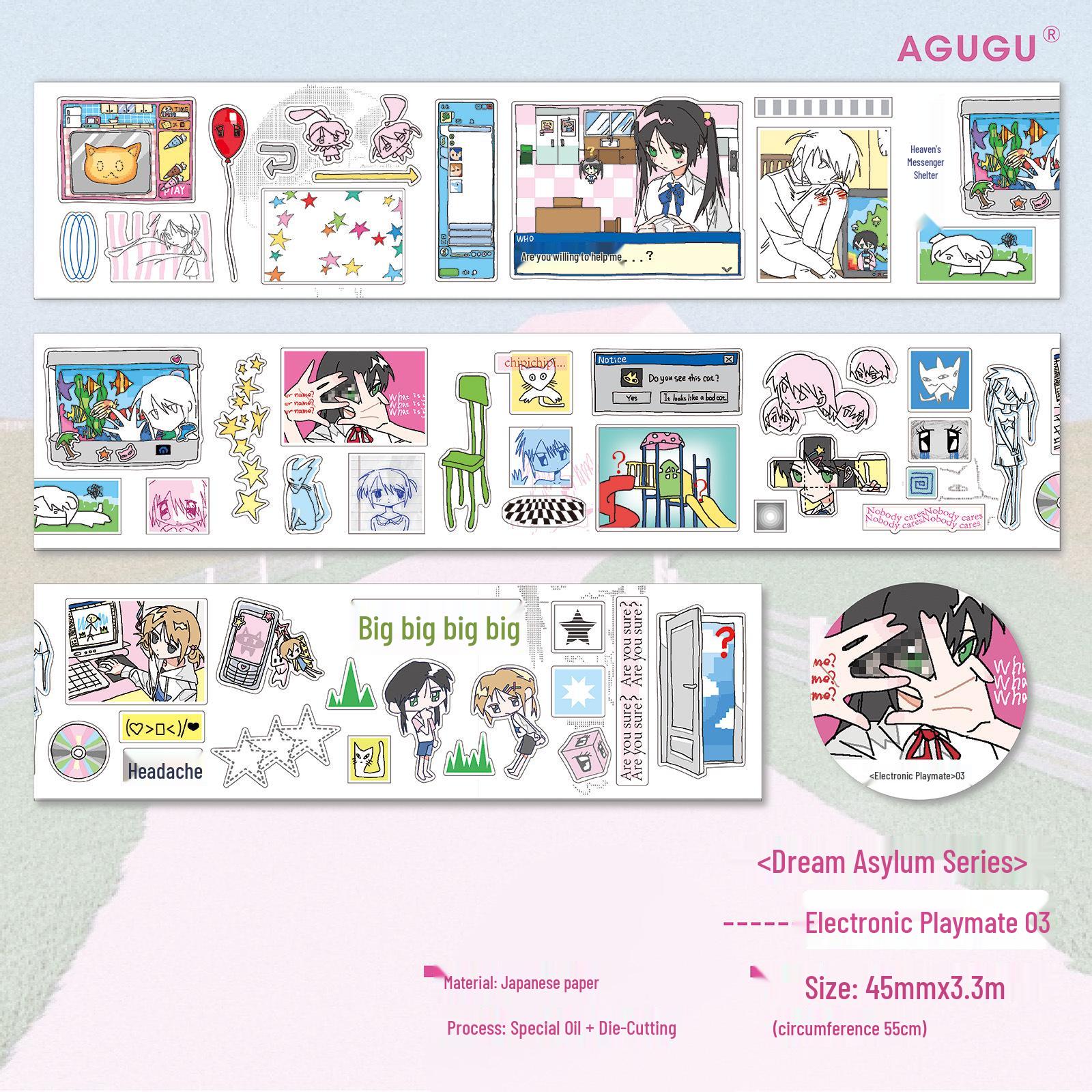 AGUGU Dreamcore Glitter Graffiti PET Die-cut Sticker Roll
