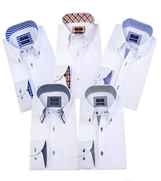 IMPRESSIVE Long Sleeve Business Dress Shirt Set Men's (5-Piece Set) (L, LM503C)