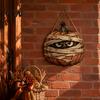 Autumn Theme Room Furnishings Halloween Mummy Pumpkin Hanging Sign, Retro Wooden Pendant with Ghost Wall Decor Hemp Rope for Front Door Entrance Party