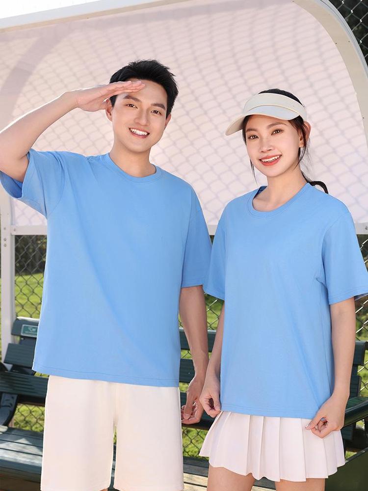 Summer Pure Cotton Custom T-shirt: Student Graduation, Parent-Child, Round Neck, Drop Shoulder Short Sleeve, Class Uniform Printing