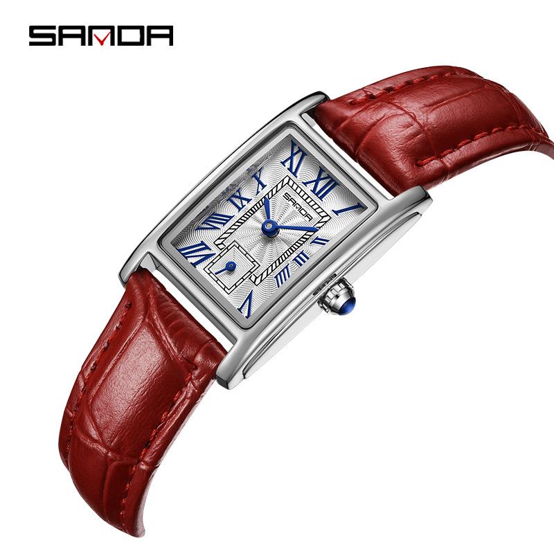 Sanda Women's Quartz Watch with Roman Numerals, Fashionable Waterproof Design, Small Dial, and Steel Band