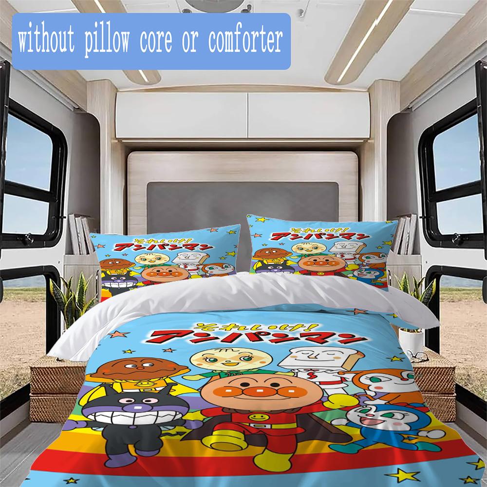 Bread-man style cartoon Pattern Bedding,Quilt Set Quilt Cover Pillowcase Home Birthday Gift (1*duvet cover+2*pillowcase,without core)ZSJT0917321