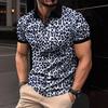 2026 Summer New Men's Leopard Print Short Sleeved T-shirt Men's Polo Shirt with Collar Polo Shirt Men's