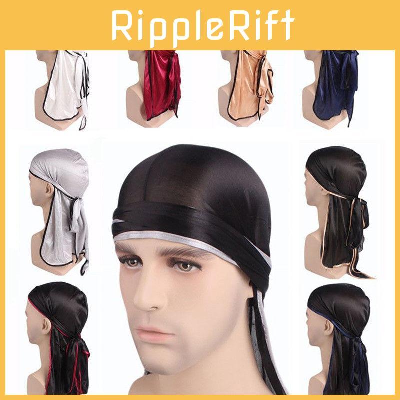 Luxuriöse Unisex Satin Bandana Mütze mit atmungsaktivem seidigem Durag langem Schwanz Kopftuch