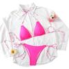 The new European and American triangle bag sexy bikini women's vacation two-piece swimsuit beach neck split swimsuit is on sale