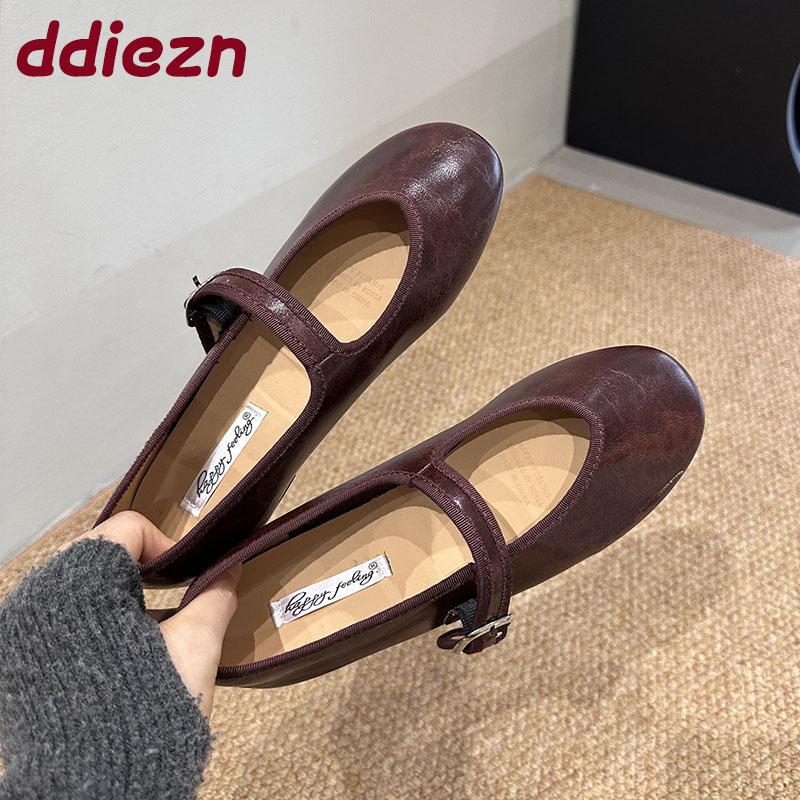 Fashion Female Shallow Footwear Women Flats With Shoes Soft Round Toe Fashion Buckle Strap Mary Janes Ladies Flats Shoes