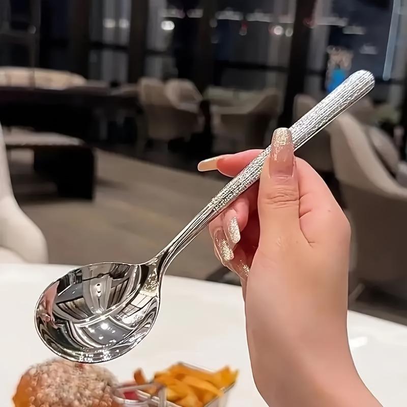 8pcs Stainless Steel Hammering Spoon Set - Suitable for Soup, Catering And Kitchen Use