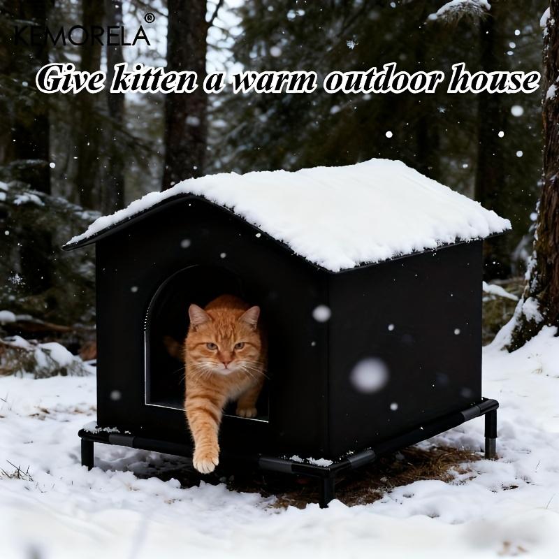 Outdoor Cat House with Support, Insulation Cat House,Winter Homeless Cat Shelter Outdoor Cat House for Travel Cats nero
