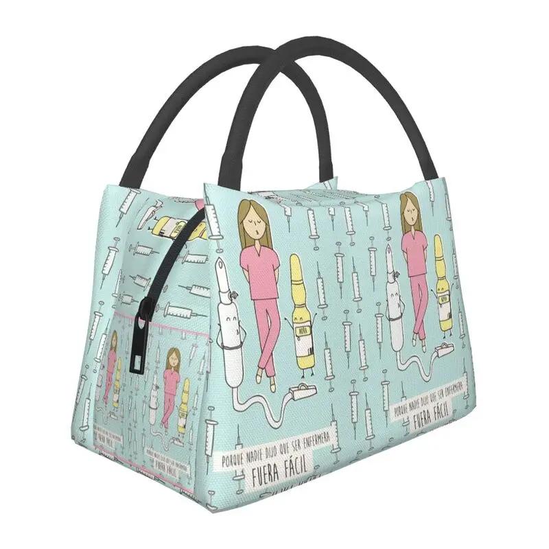 Benutzerdefinierte Krankenschwester in Not Cartoon Arzt Krankenschwester Isolierte Lunchtaschen für Tragbare Thermokühltasche Lebensmittel Lunchbox Camping Reise