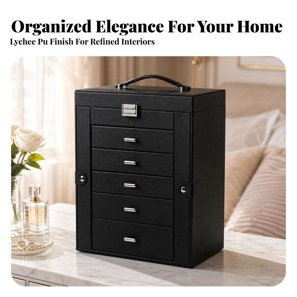 Jewelry Organizer Box with Drawers Compartmentalized for Vanity