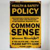 Vintage Health & Safety Policy Metal Tin Sign Rustic Distressed Common Sense Warning Plaque for Bar Cafe Home Man Cave Decor Wit