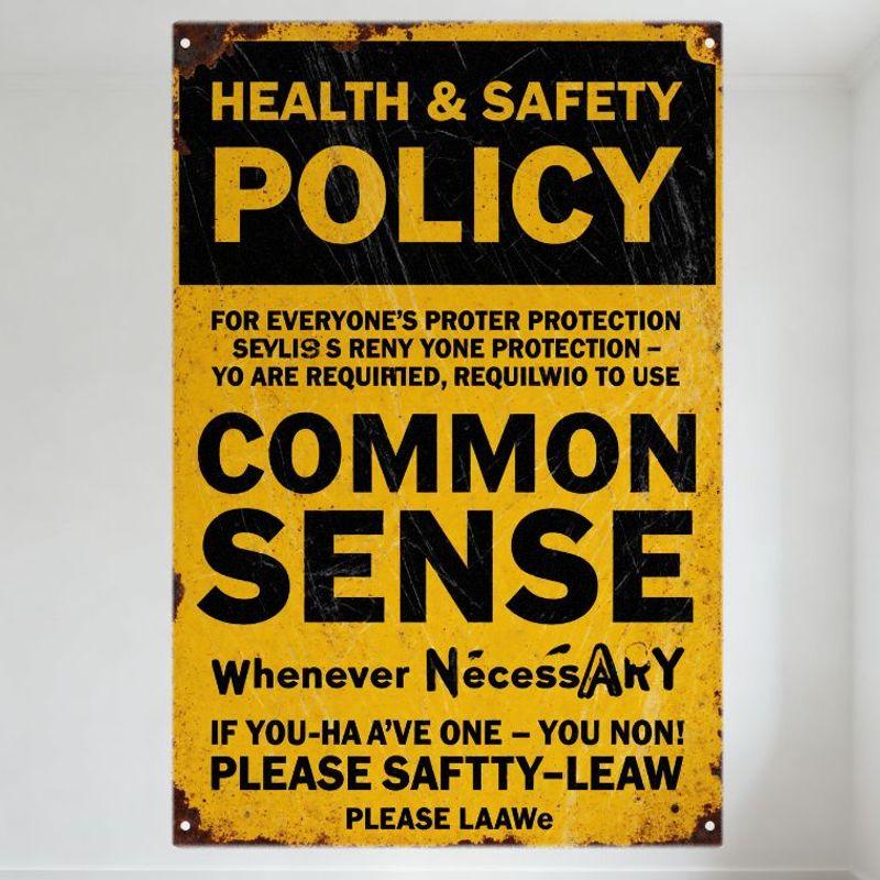 

Vintage Health & Safety Policy Metal Tin Sign Rustic Distressed Common Sense Warning Plaque for Bar Cafe Home Man Cave Decor wit 20x30cm（7.8x11.8inch）