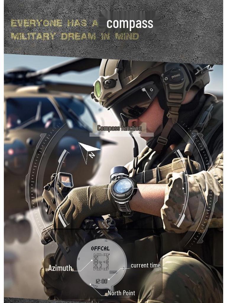 Men's Multifunctional Outdoor Sports Smartwatch: Altimeter, Barometer, Compass, Thermometer, Waterproof for Running & Mountaineering