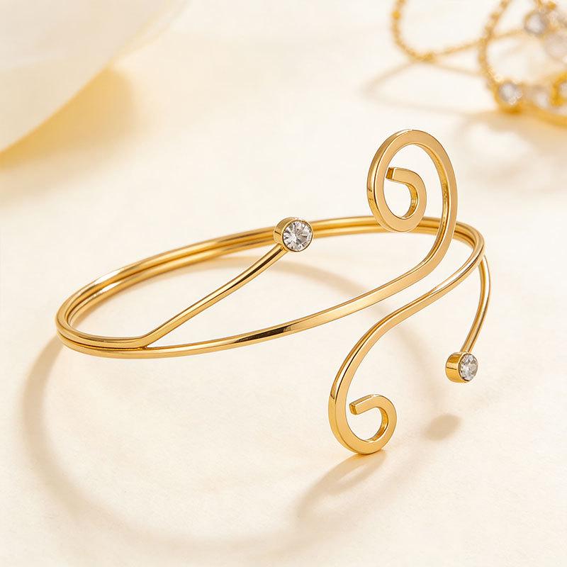 Women’s Fashion Diamond Studded Geometric Open Cuff Bracelet
