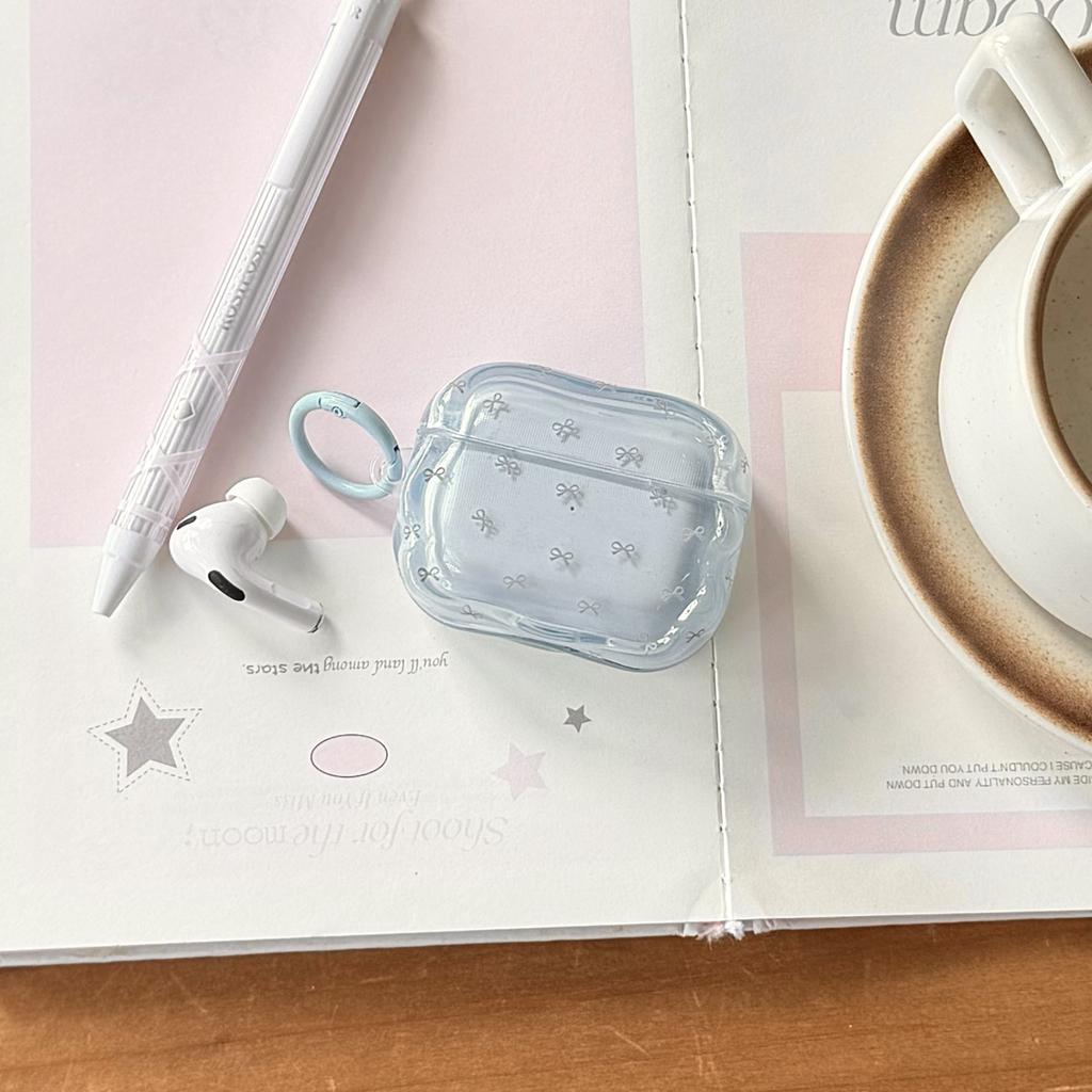 Semi-transparent bow for AirPods pro1 generation bluetooth headset case apple 1/1 generation wavy protective cover