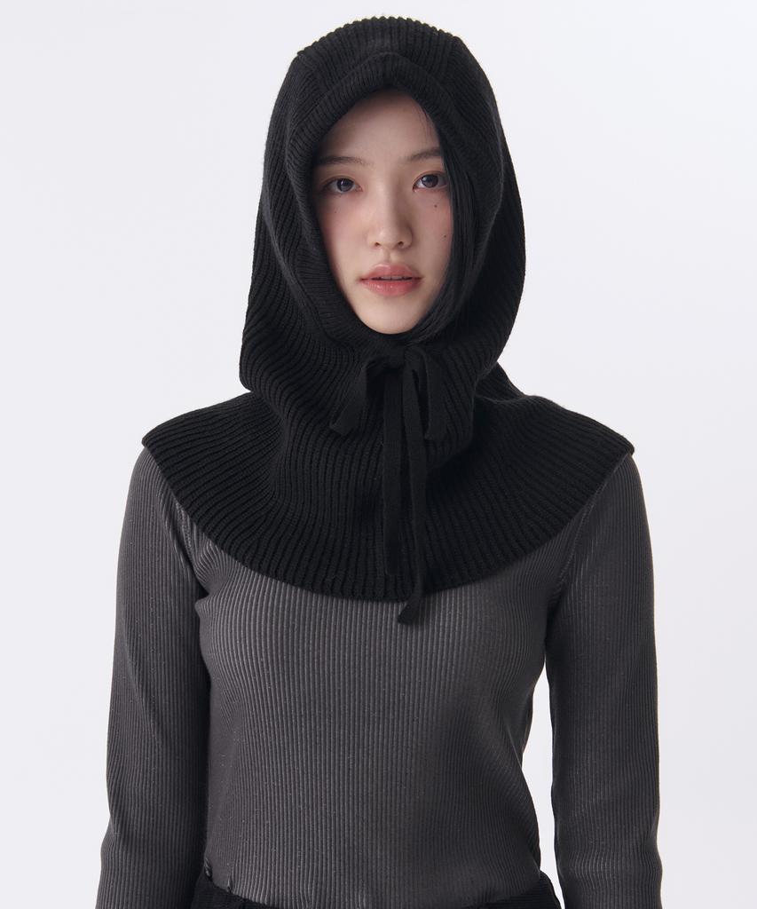 MUSINSA STANDARD WOMAN Women'S Oversized String Knit Balaclava [Black]