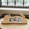 Rotatable Tail Cat Shape Photo Frame 3 Grids 2 Inch Kitten Wooden Photo Holder  Memorial Gift