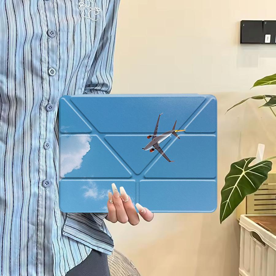 Airplane Gliding In Clear Sky Holder Cover Tablet Case For iPad Pro 11th 10th 9th 8th 7th 12.9inch Mini 6 7 Air 4 5 M3 M2 1 2 M4