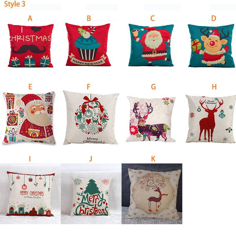 Elegant Christmas Pillow Case Glitter Cotton Linen Sofa Throw Cushion Cover For Home Decor