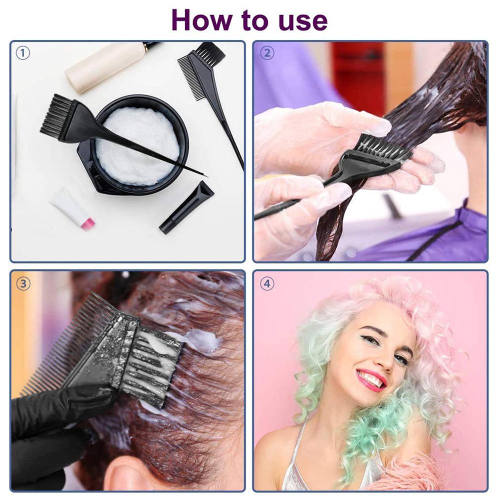 Haarfärbe-Färbeset Haartönungsschale Färbepinsel Kamm Ohrenschützer Handschuhe für DIY Salon Haarfärbung