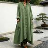 Women's Ruffle Trim V Neck Dress Summer Casual Loose Long Sleeve Maxi Dress Flowy Boho Beach Sundress with Pockets