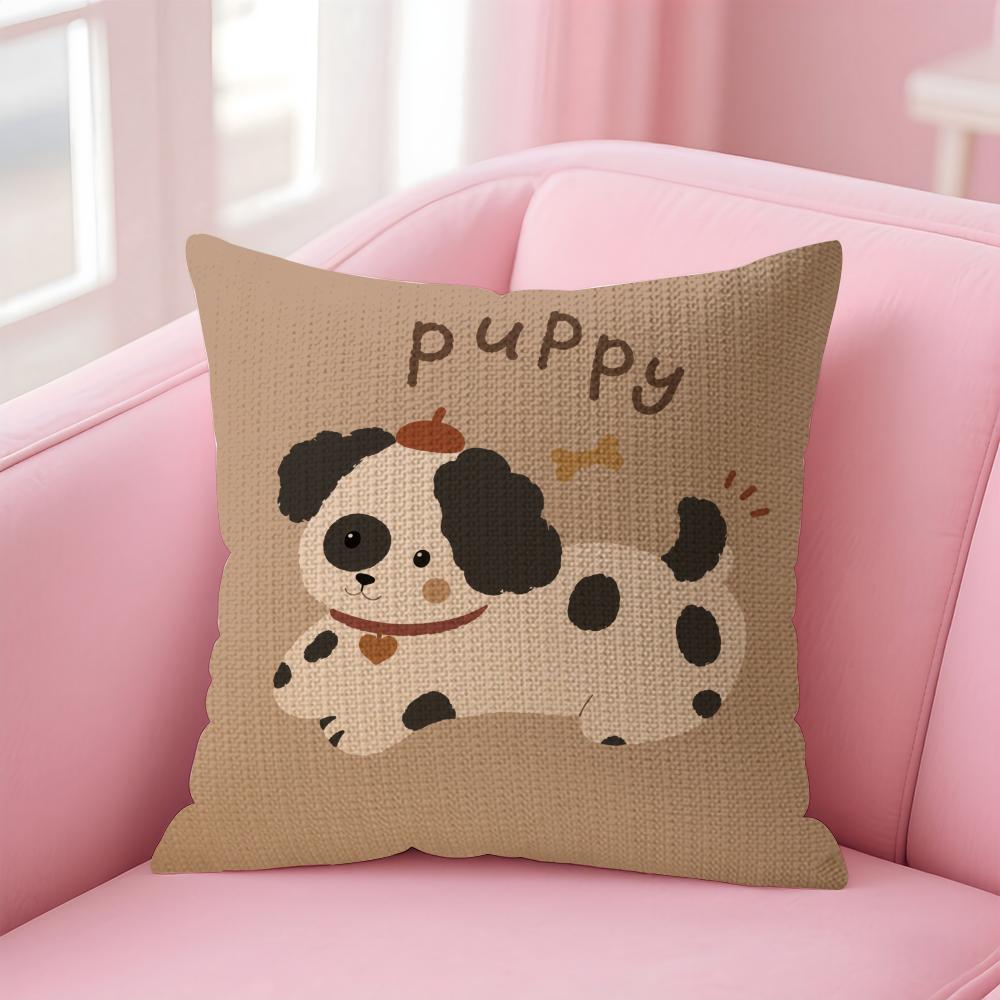 Advanced Cartoon Animals Cushion Cover Natural Linen Organic Fabric DoubleSided Printing Sofa Home Decor Gift Pillow Case