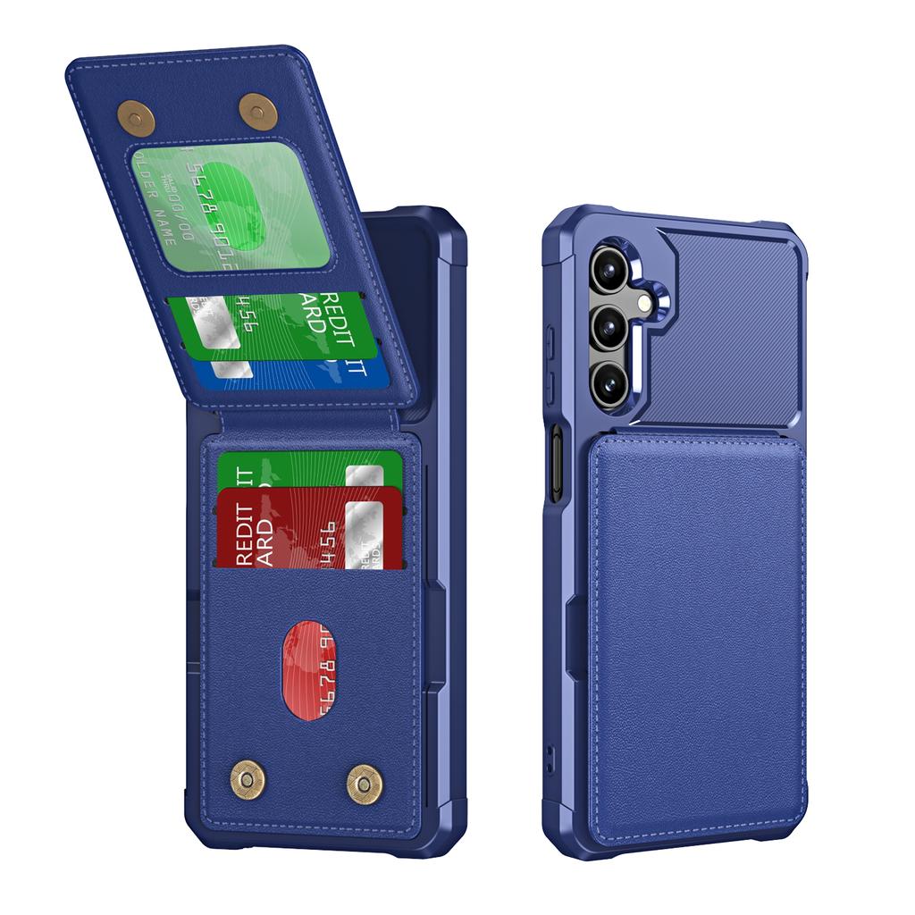 Vertical Cards Solt Wallet Leather Case For Samsung Galaxy S25 Ultra S24 FE S23 Plus S22 A16 A55 A35 A15 A25 A54 Anti Fall Cover