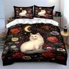 White Cat With Flowers Moonlight And Stars Bedding Set For Kids Luxury Gift 3Pcs Digital Print Comforter Set Soft Comfortable