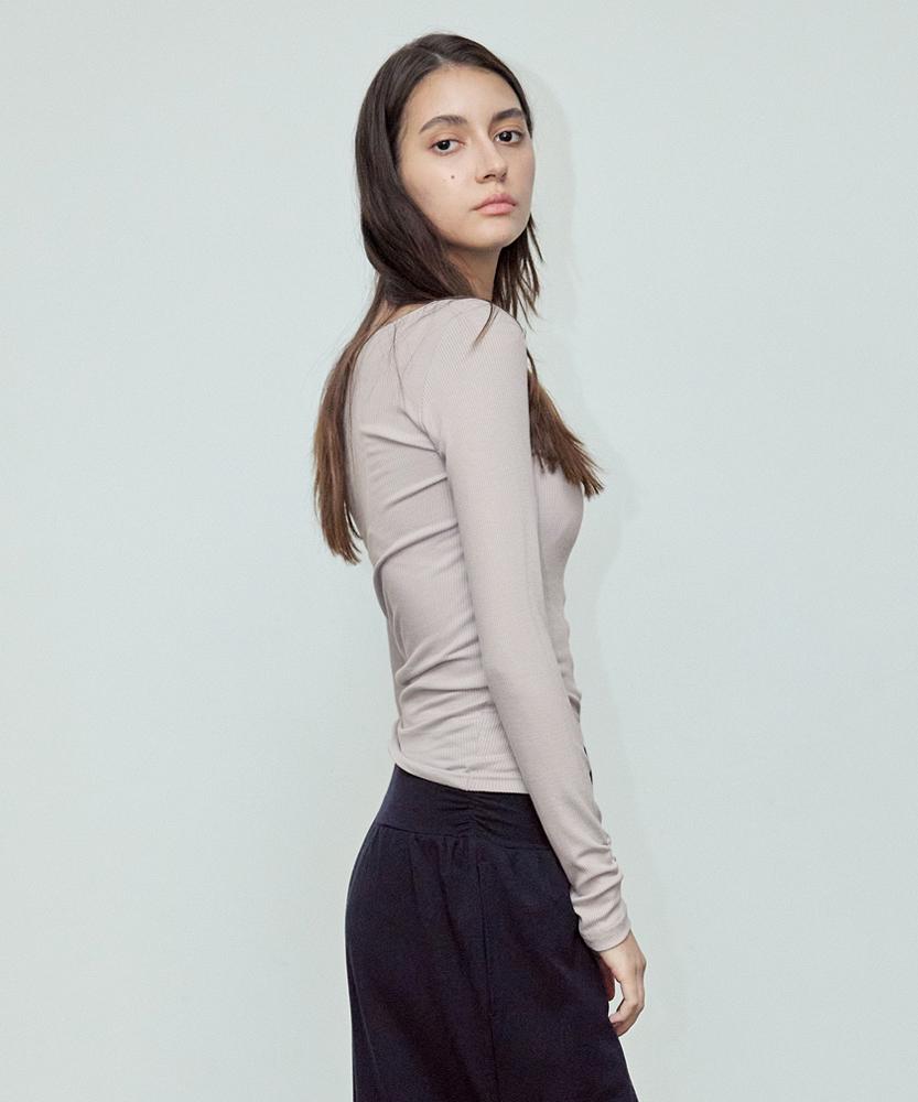 Debiweeo En Slit Long Sleeve Devi-T0138-Mauve Grey