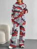 Color Graffiti European and American Autumn and Winter Casual Long-sleeved Suit Women's Hooded Sweater Trousers Two-piece Set