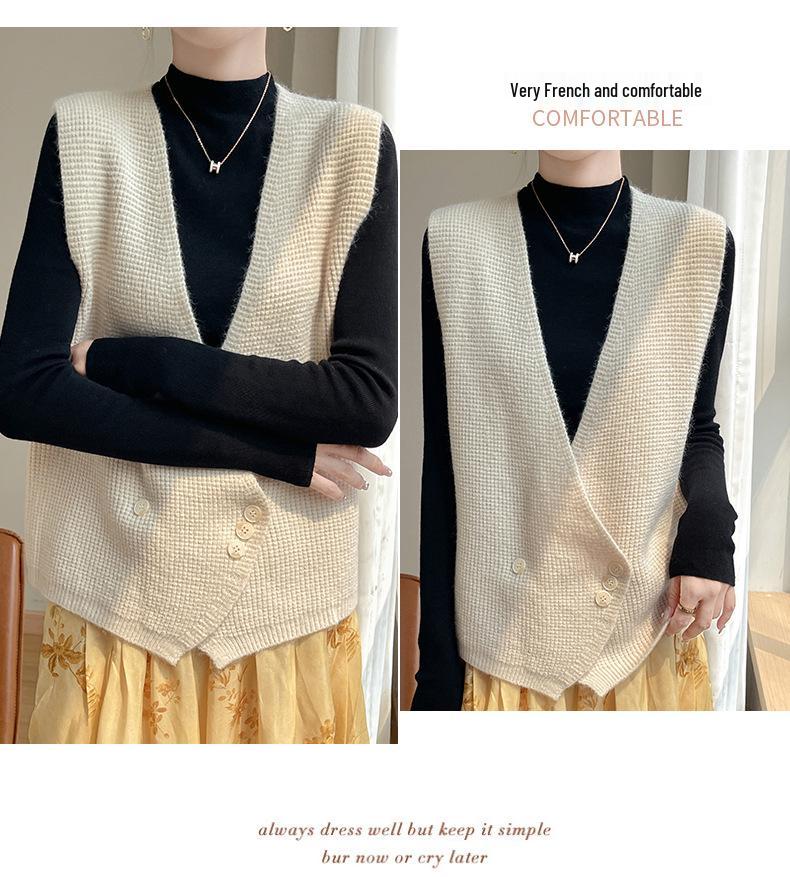 High-End Autumn Cross Placket Wool Cardigan Vest
