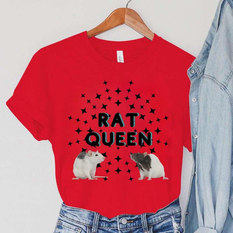 Ratten-T-Shirts für Damen, Rattenkönigin-Kleidung, Harajuku-Sterne-T-Shirts, Vintage-Tiermode, weibliche T-Shirts, Ratte, lässige Damen-T-Shirts