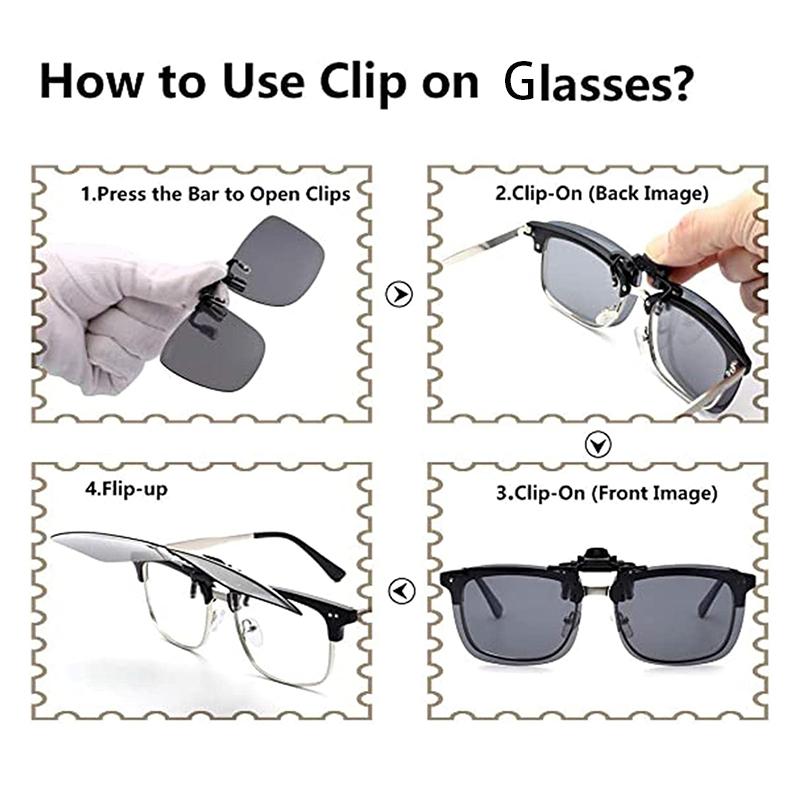 Polarized Clip on Flip Up Solbriller Menn Kvinner Nattsyn Gult objektiv Briller Kjøring Briller Fiske Skyggelegging Briller