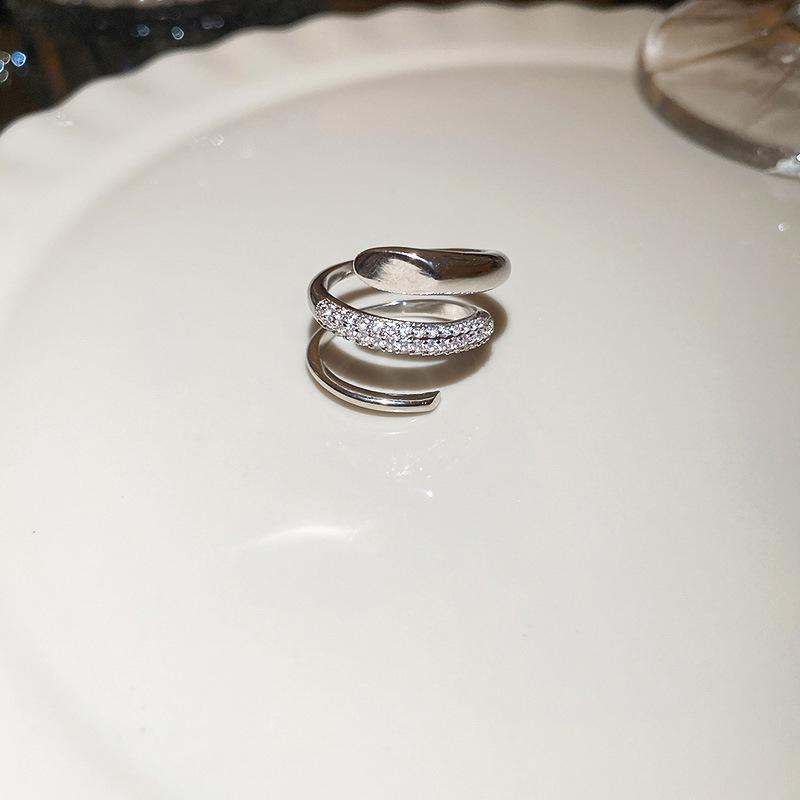 Zirconia Diamond Geometric Heart Open Ring - Fresh High-end Jewelry for Index Finger