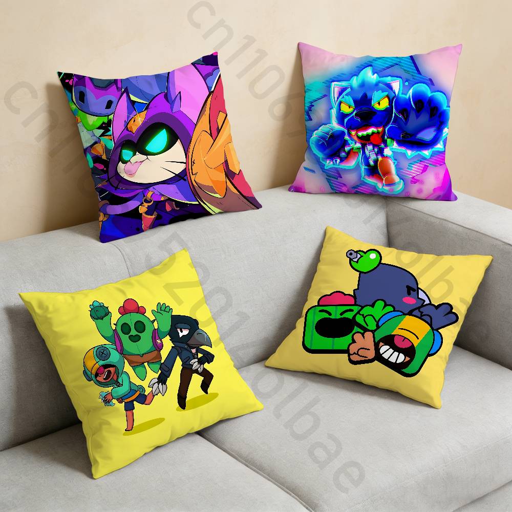 SStars LLeon Game Pillow Case Antidustmite Pillowcase Invisible zipper silky short plush Sofa cushion cover