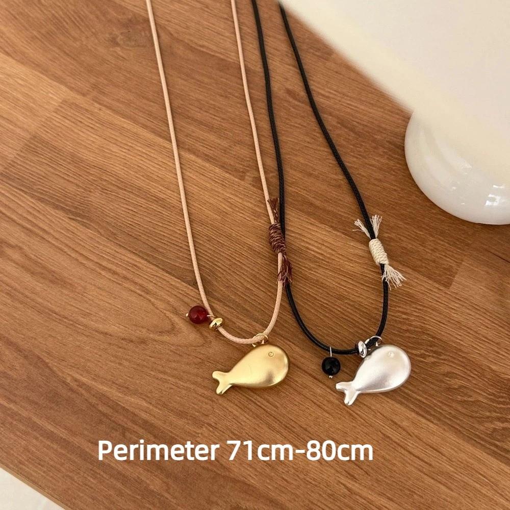 Niche Adjustable Golden Fish Necklaces PU Braided Rope Collarbone Chain Sweater Chain Women Party Gift