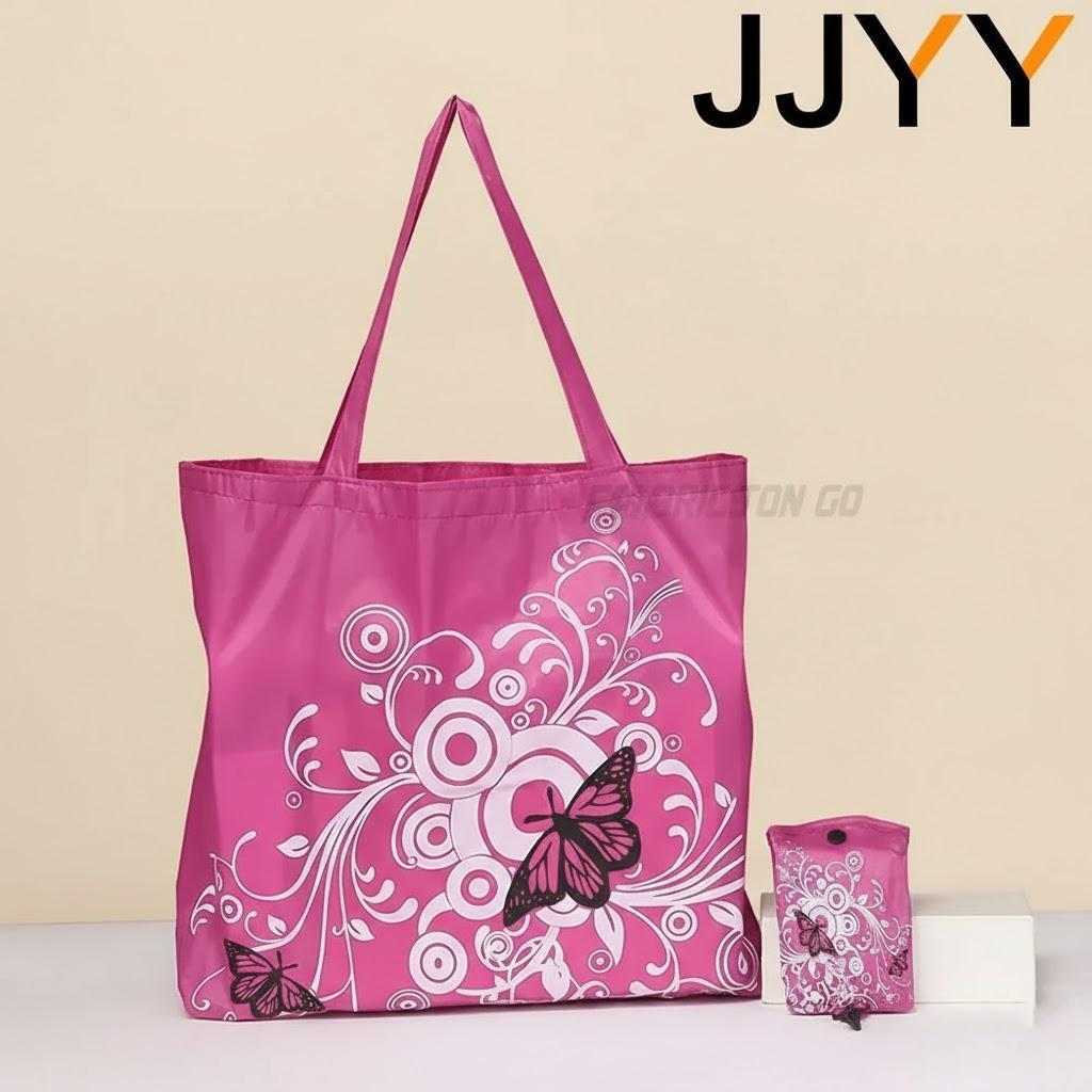 

Portable Folding Shopping Bag Eco Friendly Reusable Grocery Bag Butterfly Design Storage Bag for Travel Home троянди рожеві кольору