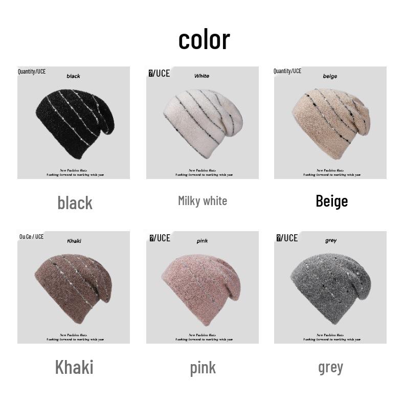 Women's Rabbit Fur Slouchy Hat with Ear Protection - Knitted Jumper Yarn, Plus Velvet, Autumn/Winter Style for Outdoor Warmth