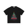 Christmas T-Shirt Black Joy To The World Christmas Tree Print Holiday Party Wear