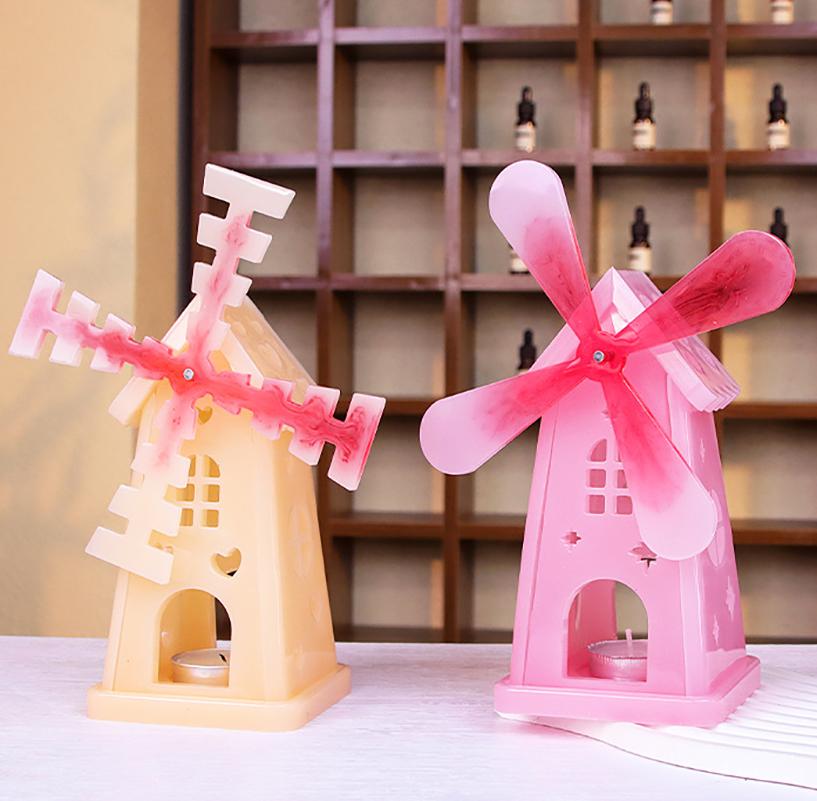 Formă silicon 3D suport lumânare Casă Moară de vânt Baze Forme Suport gips Formă Decorațiuni pentru casă Forme Artizanat gips rășină