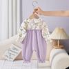 Babykoi Baby Long Sleeve Layered Newborn Faux Layered Baby Maternity Prep Floral 12M Clothes, Romper, Spring/Autumn Style, Coverall, Girl, Gift,