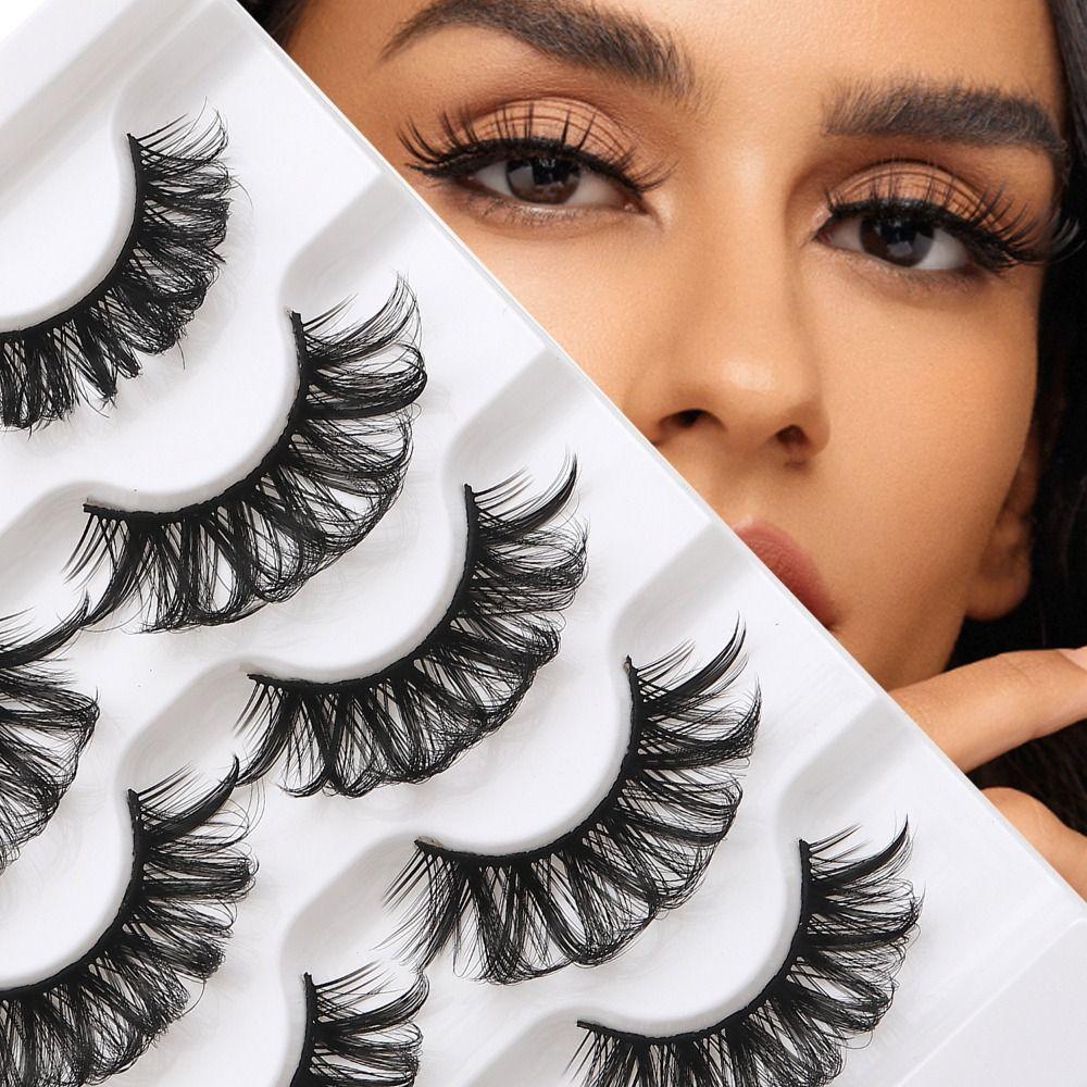 5Pairs Dense Fluffy False Eyelashes Lashes Extension D Curled Eyelashes  Grafting Lashes