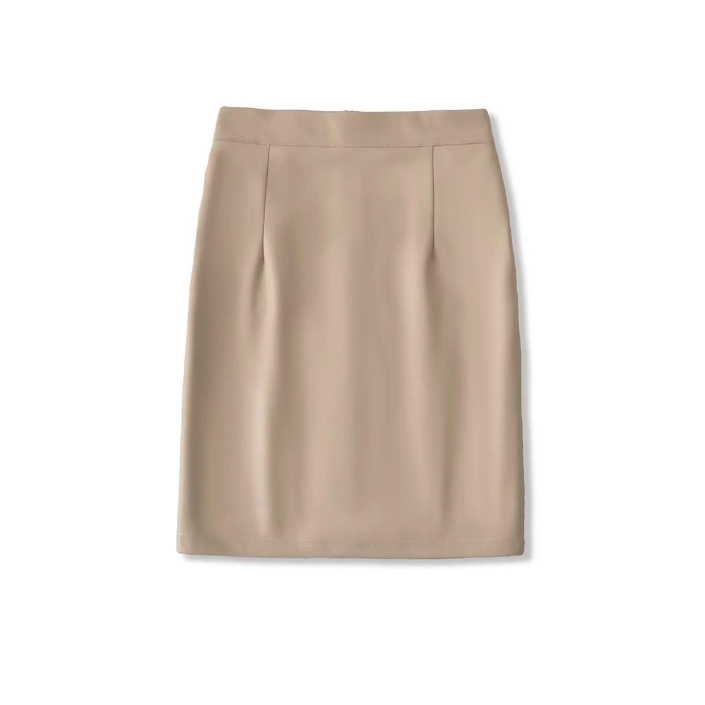 Elegant PU Leather Hip-Hugging Skirt: Retro, Slimming, Built-In Padding, Slit Midi Design for Women - Autumn/Winter