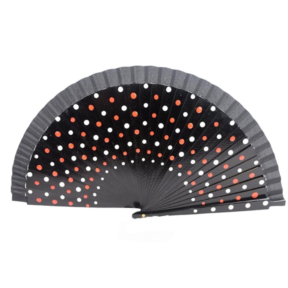 Vintage Flamenco Spanish Folding Fan Wood Handle Decorative Fan Dancing Fan Filming Props