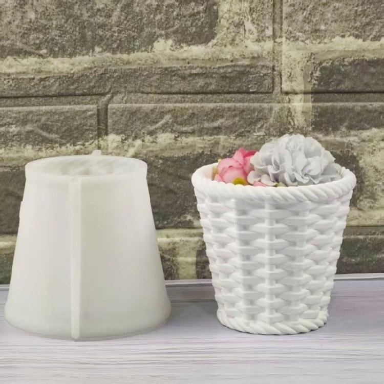 Flexible Silicone Candle Mould For Customes Basket Weave Creation Craft Supplies And Decorative Item Crafting