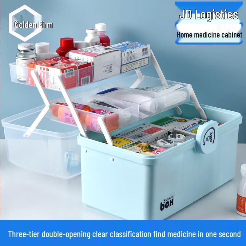 Multi-Layer Home First Aid & Medicine Storage Box Standard Medicine Box синий