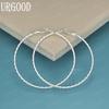 925 Sterling Silver 50mm Circle Pierced Earrings for Weddings and Fashion Jewelry