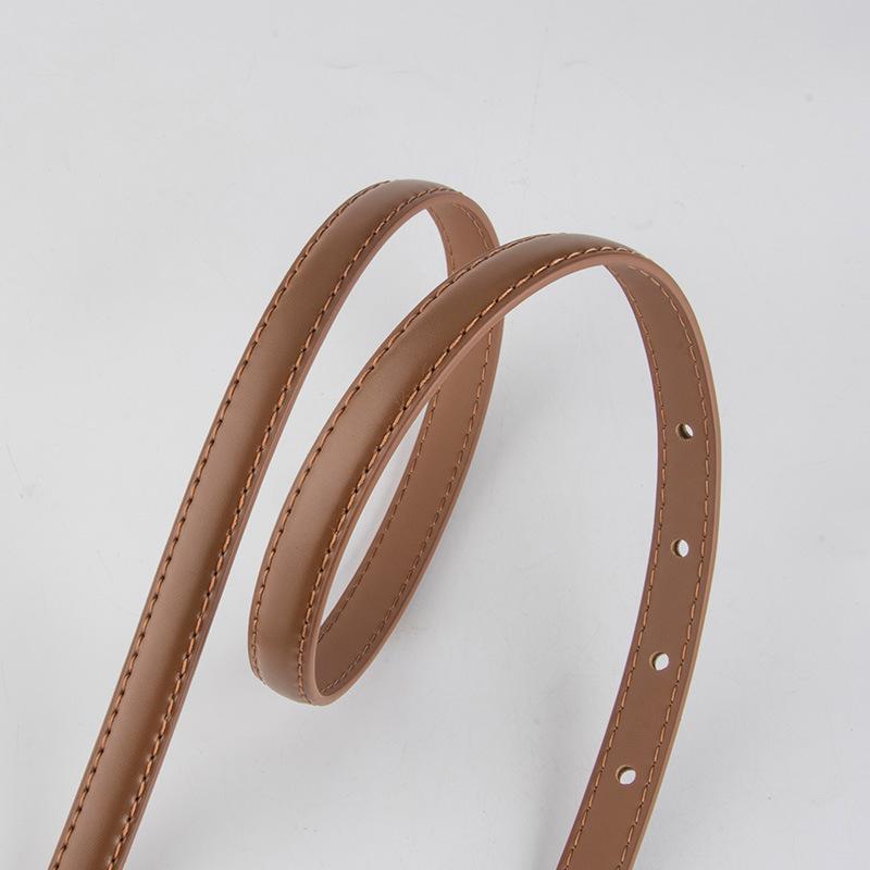 French Simple Oval Button Genuine Leather Belt for Women with Versatile Dress Trouser Leather Decorative Belt for Women