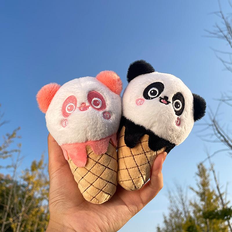 Creative Cartoon Cone Panda Keychain Pendant Ice Cream Hanger Doll Cute Bag Accessories